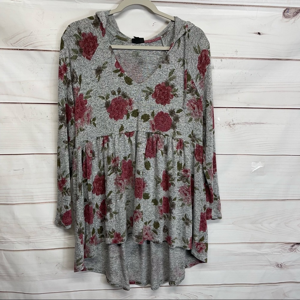 Torrid Super Soft Plush Floral Babydoll Hoodie - Picture 2 of 6